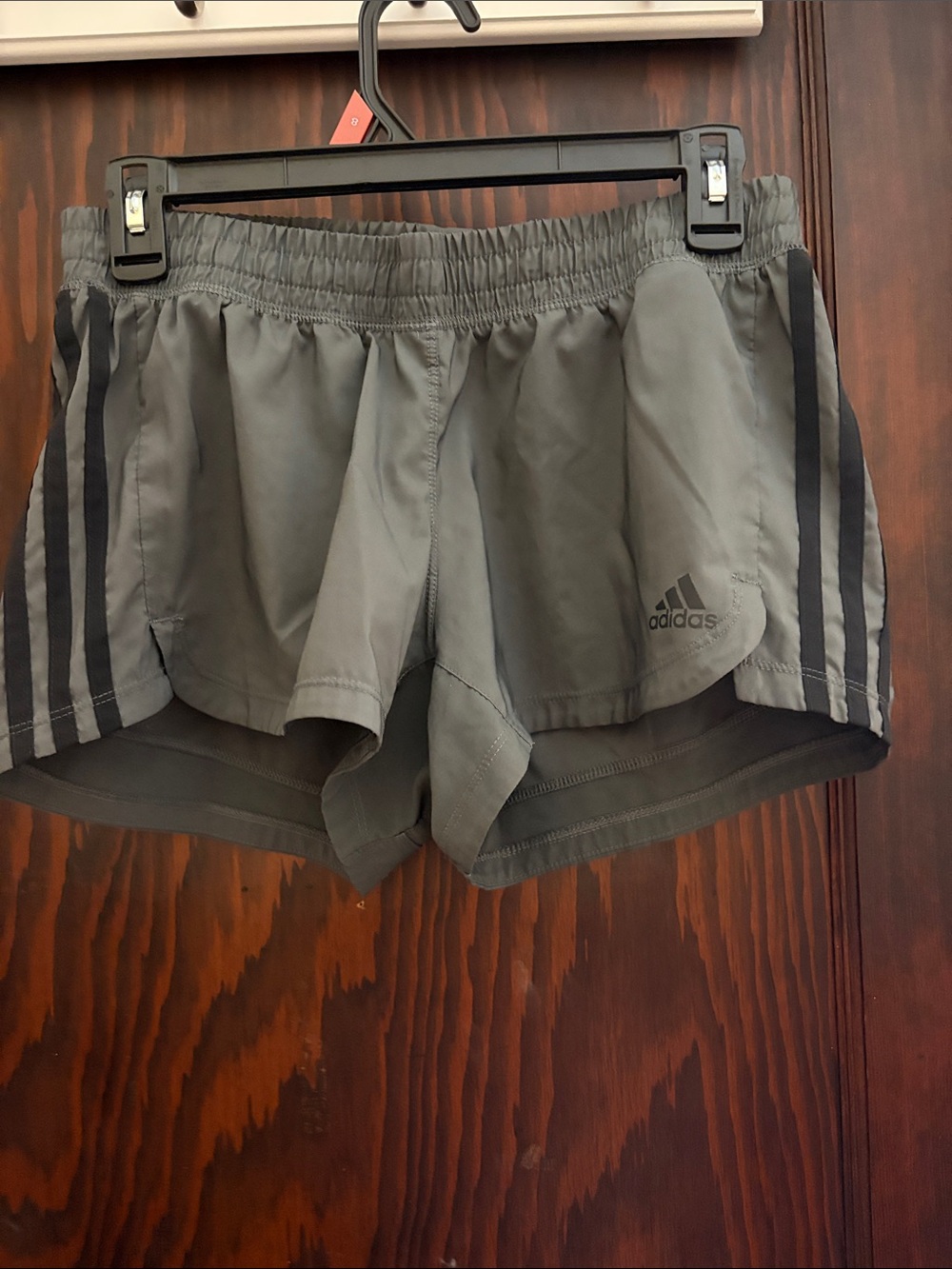 adidas Women's Gray Athletic Running Shorts with Side Stripes